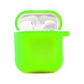 Силіконовий футляр з мікрофіброю для навушників Airpods 1/2 Салатовий / Neon green