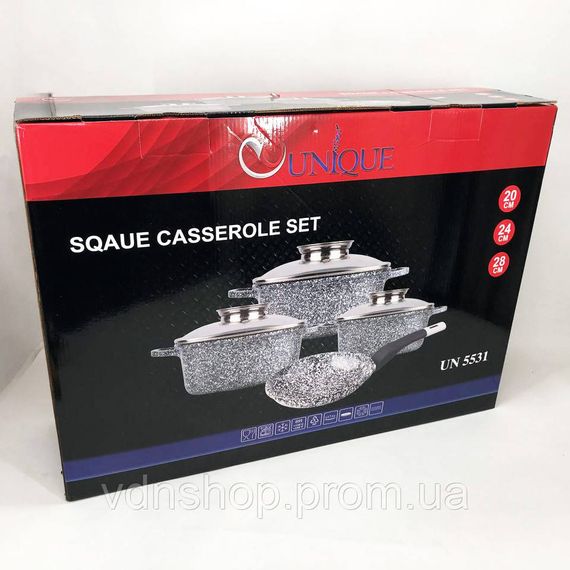 Набір казанів для кухні UNIQUE UN-5531 7 предметов, Посуд з антипригарним покриттям казани DK-52 | Зображення 6