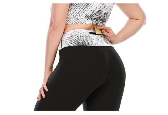 Жіночий фітнес костюм чорний топ + лосини plus size | Зображення 4