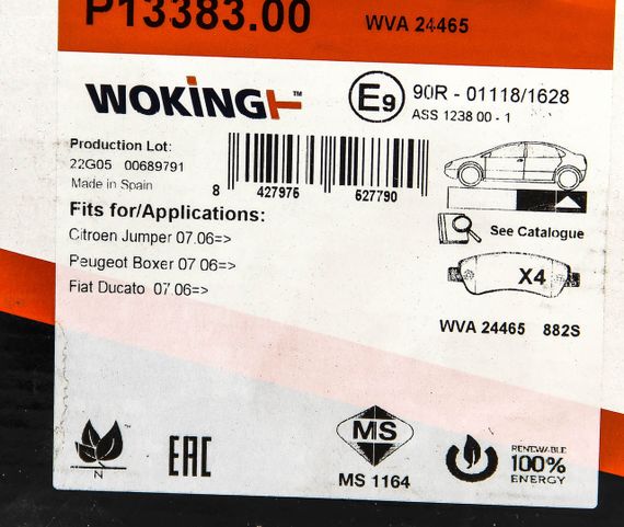 Гальмівні колодки Boxer/Ducato/Jumper (06-21), WOKING (P1338300) | Зображення 6
