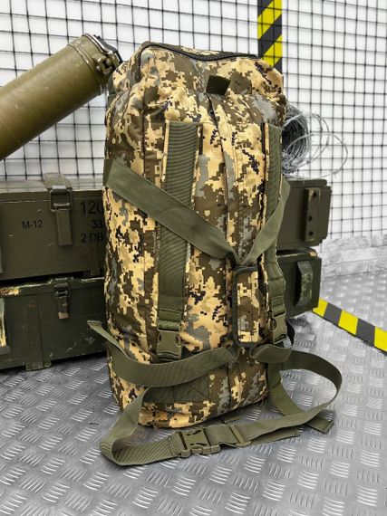 Сумка-баул армейская походная 3 в 1 на 65 л пиксель рюкзак для военных и туристов усиленный