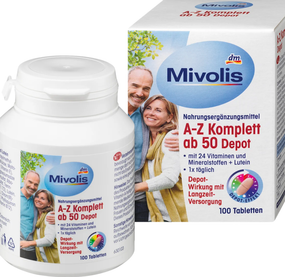 Мультивитаминный комплекс для людей за 50 Mivolis A-Z Komplett Depot ab 50 100 таблеток