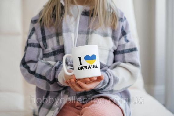Кружка керамічна з патріотичним принтом "I Love Ukraine" 330 мл Біла | Зображення 2