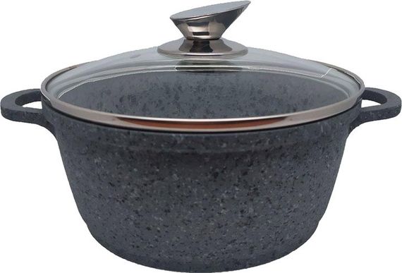 Кастрюля с крышкой Krauzer Granite Line 77053 24 см 4.5 л серая
