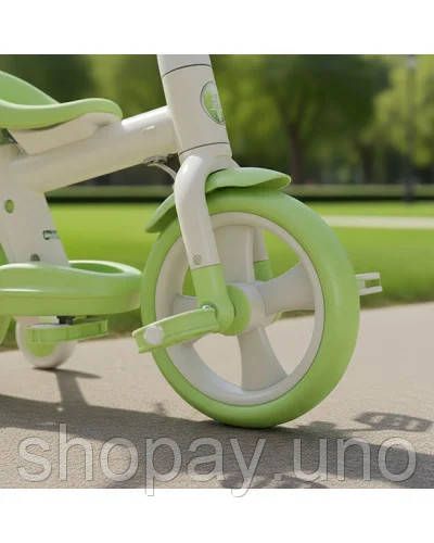 Велосипед-біговел дитячий 2в1 з батьківською ручкою SCO22 Green • Дитячий триколісний біговел-трансформер для малюків | Зображення 2