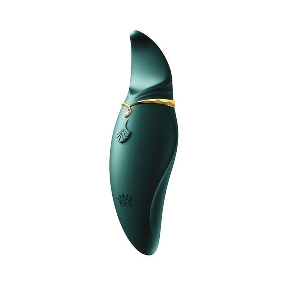 Дизайнерський вібратор 2в1 з язичком Zalo Hero Jewel Green та кристалом Swarovski | Зображення 1