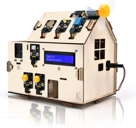 Набір KEYESTUDIO ESP32 для побудови розумного дому, STEM IoT Kit з датчиками, програмування Arduino та Python навчання електроніки