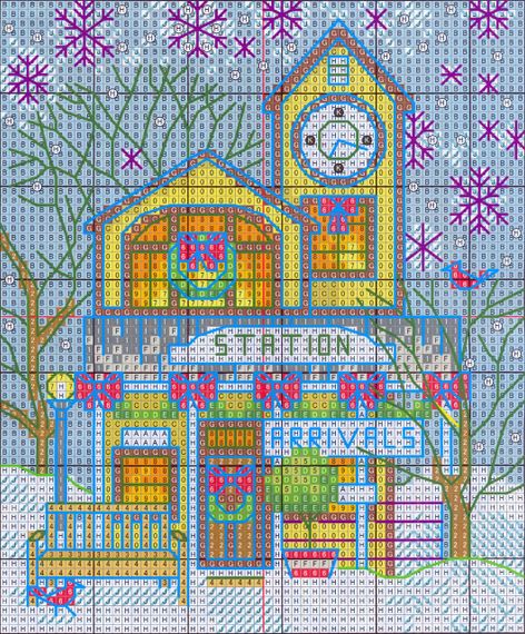 Набор для вышивания крестиком по нанесённой на канву схеме "Cristmas cottage 4". (AIDA 14CT printed, 15*17 см) | Зображення 3