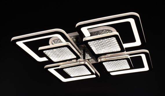 Люстра світлодіодна стельова LED світильник для квартири на стелю лед з пультом 26040 Чорний 9х42х42 см. | Зображення 3