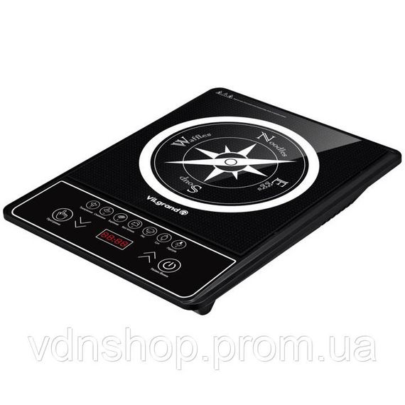 Плита електрична настільна компактна Vilgrand VHP277D 2000Вт, Настільна електроплита зручна BI-42