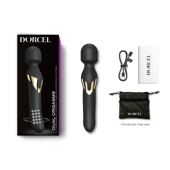 Вібромасажер 2в1 Dorcel Dual Orgasms Gold класичний масажер і вібратор з перлинним масажем | Зображення 3