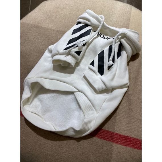 Брендовая толстовка для собак OFF WHITE Treats косточки на спинке с капюшоном, белая | Зображення 1