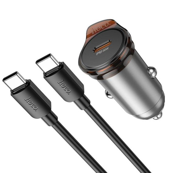 АЗП Hoco NZ16 Rigorous PD30W (1USB-C) + кабель Type-C to Type-C Metal grey | Зображення 5