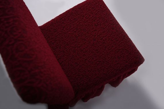 Жаккардовые чехлы на стулья с оборкой Venera (натяжные) набор 6-шт 421 Бордовый | Зображення 5