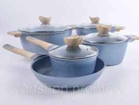 Набор кастрюль BN-339, 9 предметов, ковшик 1,4 л; 2,4л; 4л; 6,3л; сковорода 24см