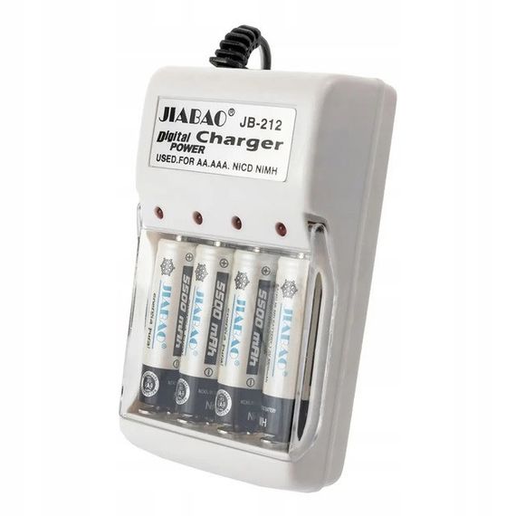 Зарядний пристрій для акумуляторів АА та ААА, Jiabao JB-212 + 4 акумулятори ААА GJ-62 | Зображення 1