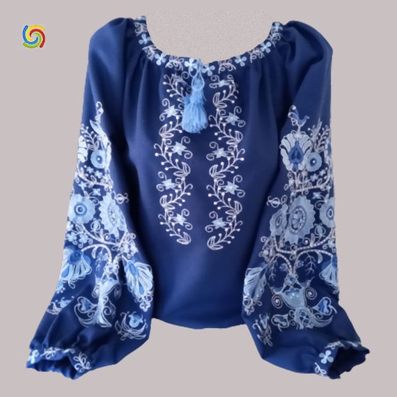 Рубашка Украинская вышиванка  55530757 цвет синий размер S/M