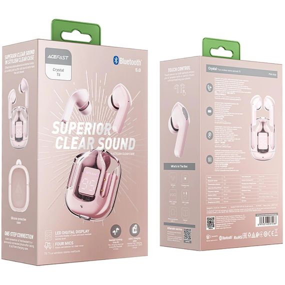 Навушники TWS Acefast T6 pink lotus | Зображення 4