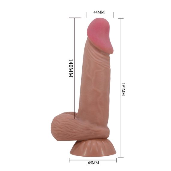 Фалоімітатор на присосці, з хребтом та ефектом ковзної шкіри LyBaile - Sliding Skin 8,1”, BW-008108NRG Sex Aura | Зображення 9