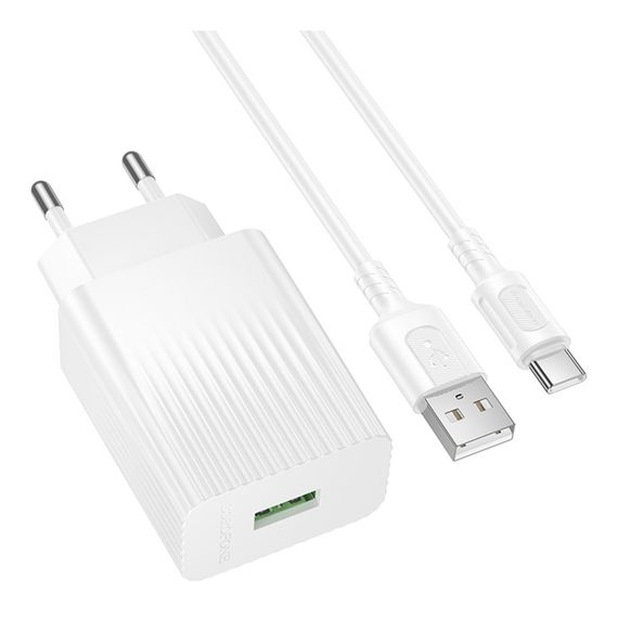 Сетевое Зарядное Устройство Borofone BAS72A 1USB QC 18W+USB to Type-C | Зображення 3