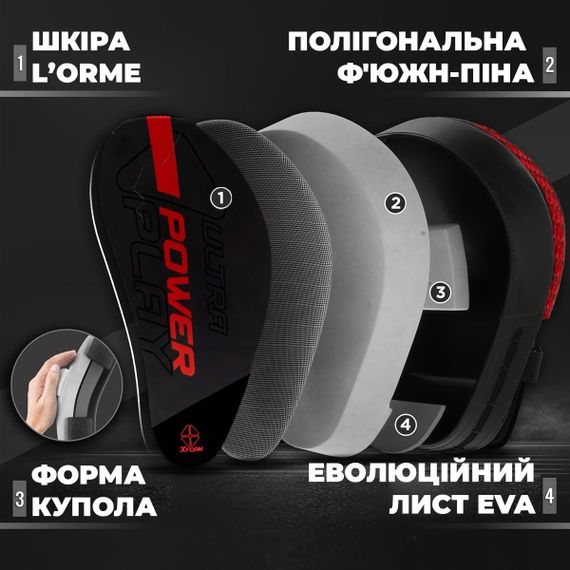 Лапи боксерські Паверплей 3044 Pro Carbon Ultra Series Чорно-Червоні PU [пара] | Зображення 6