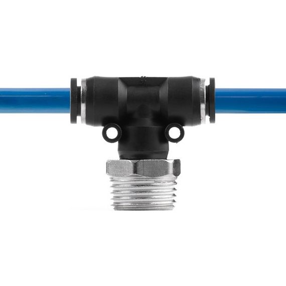 Цангове з'єднання Т-подібне для поліуретанових та ін. шлангів 8*8 мм, 1/2" зовн. різьба INTERTOOL PT-2362 | Зображення 3