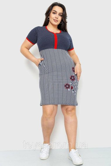 Плаття повсякденне колір синьо-білий розмір 5XL FA_007123 | Зображення 1