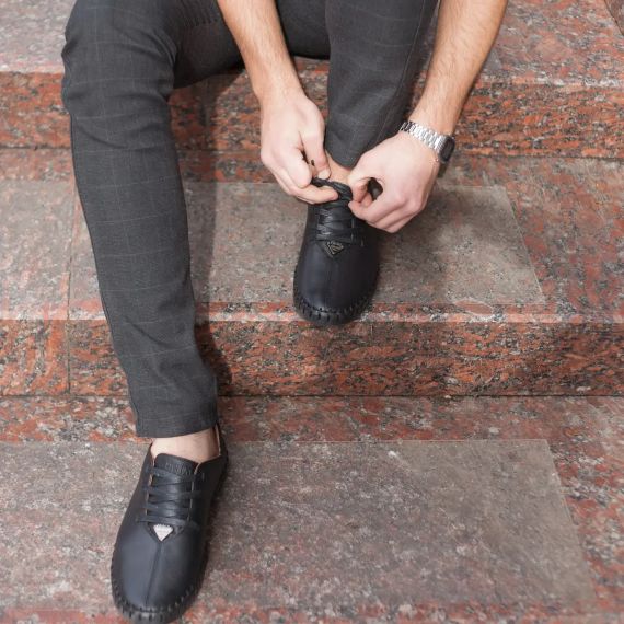 Туфлі чоловічі з натуральної шкіри Prime Shoes чорні 43 розмір | Зображення 4