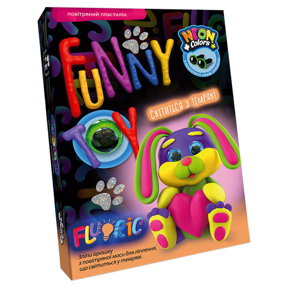 Набор креативного творчества "AIR CLAY "FLUORIC" AICL-FL-01, 4 цвета Зайчик