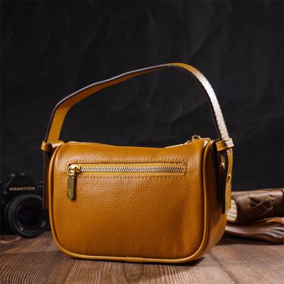 Сумка Vintage На плечо кросс-боди из натуральной кожи Желтая (22100) | Зображення 3