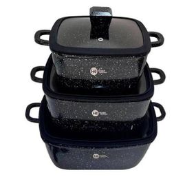 Набор посуды гранитный 8 предметов HIGHER+KITCHEN HK-323 Черный