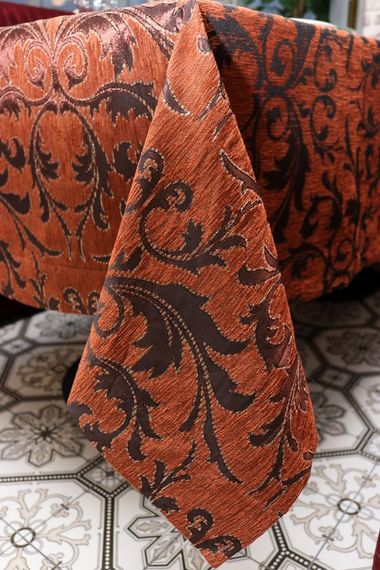 Скатерть шенилловая Kayra Verona 160×285 см Кораловый | Зображення 2