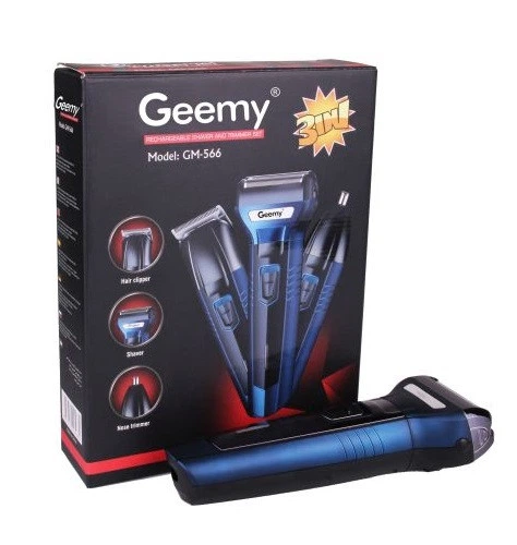 Чоловічий набір Geemy GM-566 3 в 1 для догляду за волоссям, бородою, триммер для носа, бритва | Зображення 2