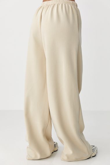 Спортивні штани з плюшевим начісом - бежевий цвет, L (є розміри) | Зображення 1