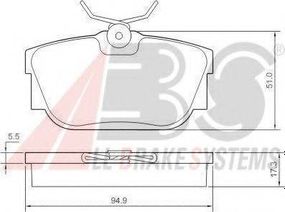 Колодка гальм. диск. VW T4 задн. (вир-во ABS) A.B.S. 37118 на VW TRANSPORTER / CARAVELLE Mk IV автобус (70XB, 70XC, 7DB, 7DW)