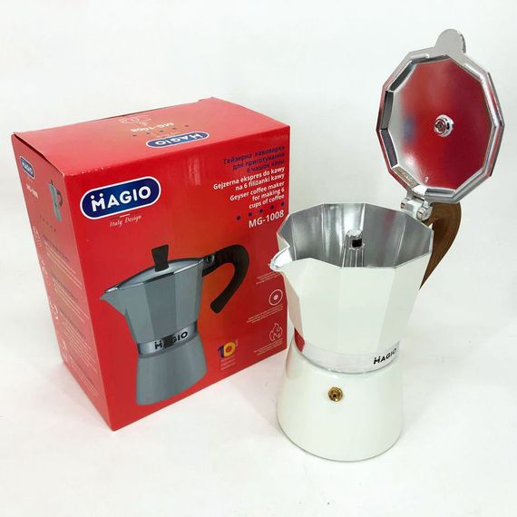 Гейзерна кавоварка Magio MG-1008 300 мл, кавоварка для індукційної плити, гейзерна турка для кави | Зображення 1