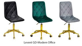 Стілець майстра Levent GD-Modern Office на золотій хрестовині-опорі з колесами, м'яка оббивка