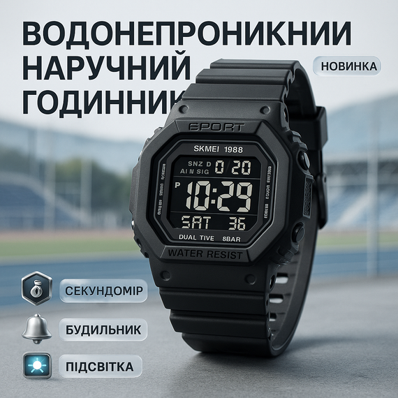 Чоловічий спортивний годинник з гарантією SKMEI 1988BK, Годинник туристичний для виживання EX-40