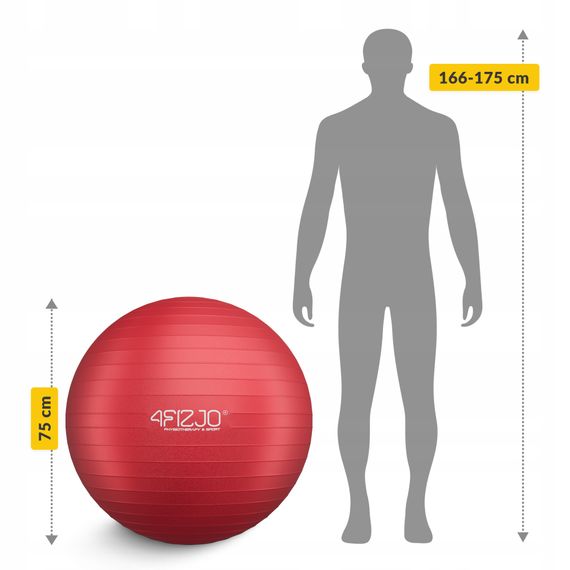 М'яч для фітнесу (фітбол) 4FIZJO 75 см Anti-Burst Red (P-5907739316356) | Зображення 2