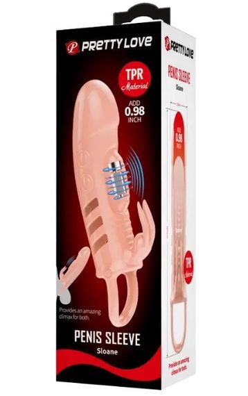 Подовжувальна насадка з вібростимуляцією (на 2,5 см) PRETTY LOVE — PENIS SLEEVE Sloane Sex Aura | Зображення 1