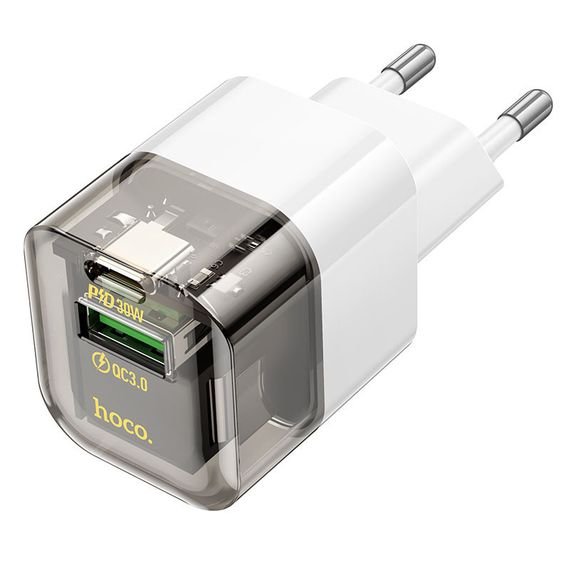 СЗУ Hoco C131A Platium PD30W+QC3.0 (1USB-A/1C) Transparent black | Зображення 1