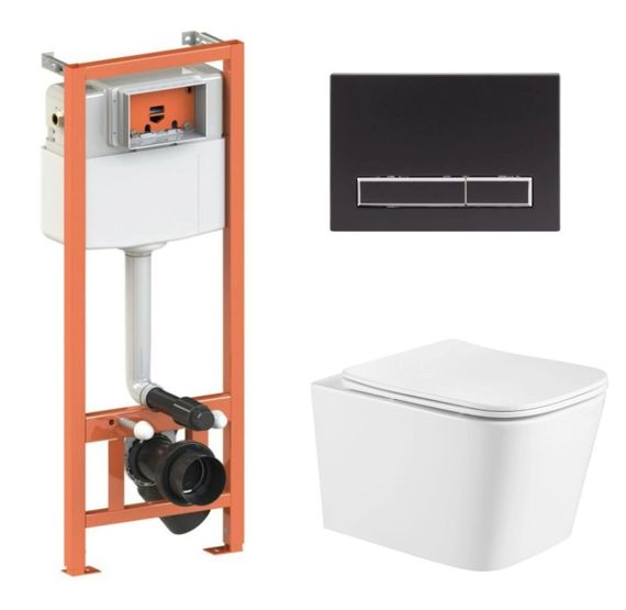 Набір Qtap Nest 4 в 1 підвісний унітаз Crow Ultra Quiet 490x360x290 + комплект інсталяції QT05335171W45131
