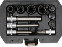 Насадки 6-гранни для гальмивних супортив авто YATO Польша: квадр- 3/8", 1/2", 7- 22 мм, 11 шт YT-06808