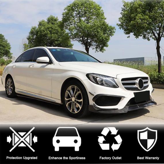 Накладка на передній бампер Lip V2 (для C43 AMG 2015-2019, Карбон) для Mercedes C-сlass W205 рр | Зображення 2