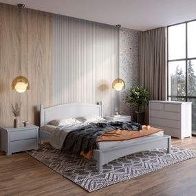Двоспальне дерев&#039;яне ліжко Mebigrand Мангеттен Н Світло-сірий (RAL7040) 160х200 см (MBG-3417)