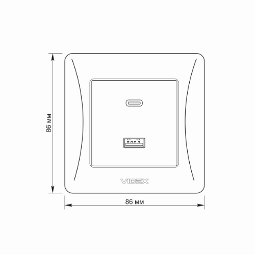 BINERA білий Розетка внутрішня USB+Type-C зарядний пристрій Videx | Зображення 3