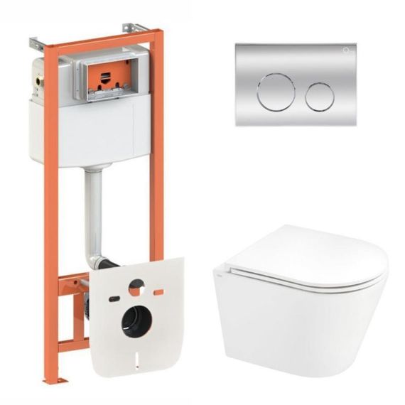 Готове рішення Qtap для ванної кімнати: підвісний унітаз Scorpio Ultra Quiet 520x365x365 + комплект інсталяції Nest 4 в 1