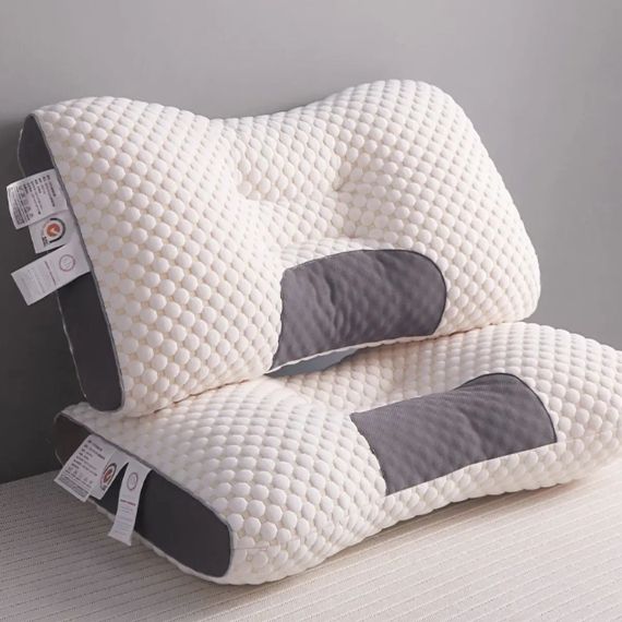 Ортопедична прямокутна подушка 48x74 см з підтримкою шиї та спини Pillow-01 Біло-сіра | Зображення 4
