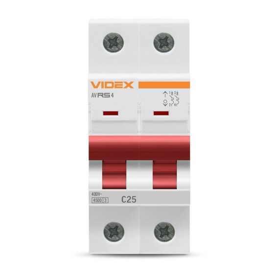 Автоматичний вимикач RS4 2п 25А С 4,5кА VIDEX RESIST (VF-RS4-AV2C25) | Зображення 2