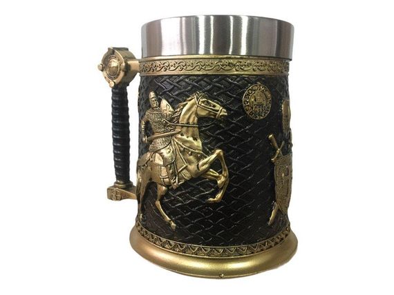 Кружка Чашка 3D Skull Mug Череп Пивная кружка Рыцарь на коне 3D Рыцарь Крестоносец | Зображення 3
